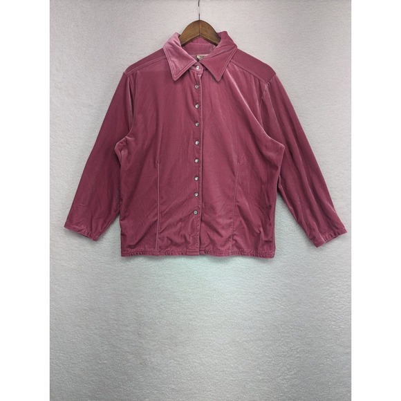 Fame and Partners Other - Y2K Partners Women's‎ Pink Velvet Sleepwear Pearl Snap Top XL